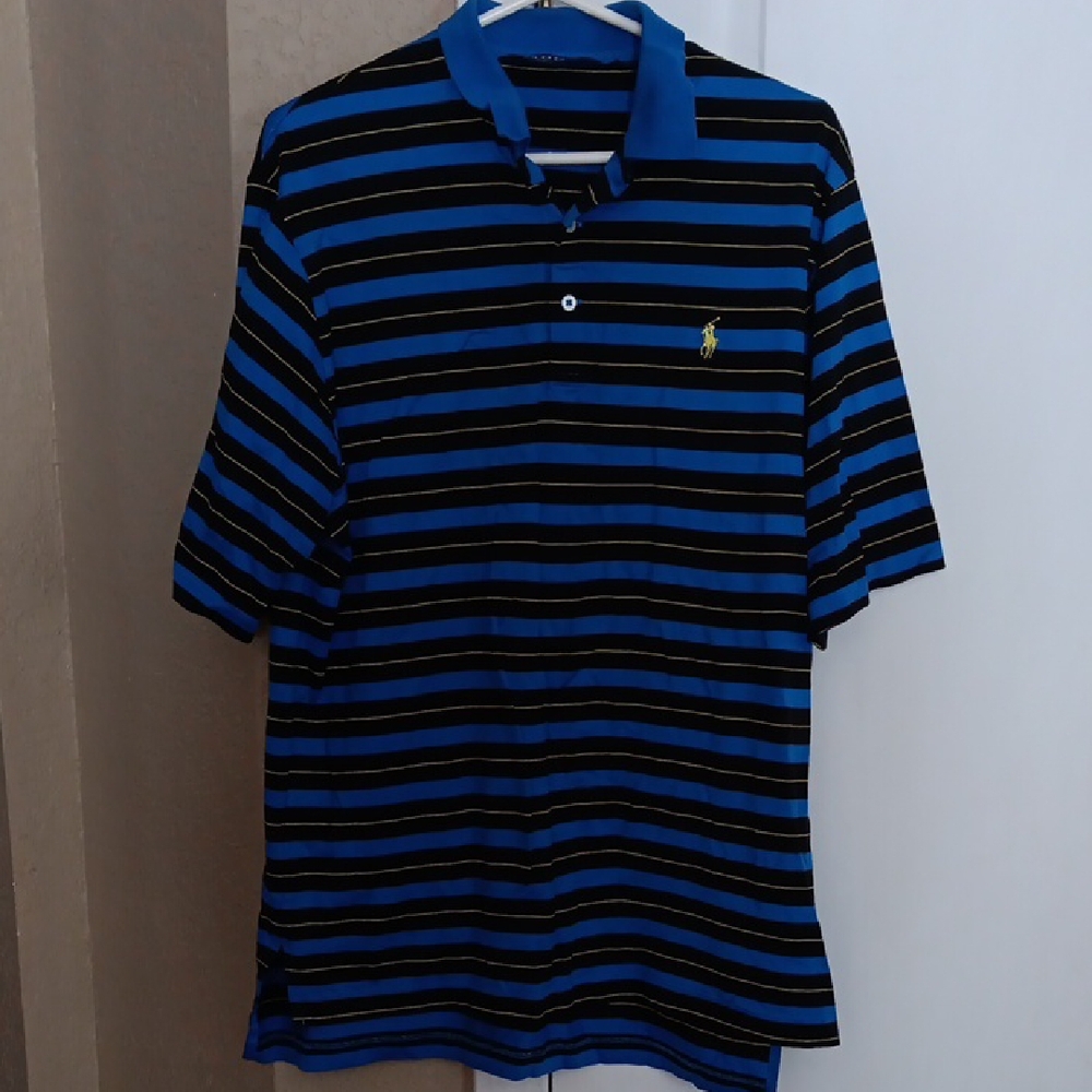 Polo Golf Ralph Lauren Blue and Black Striped Polo Shirt